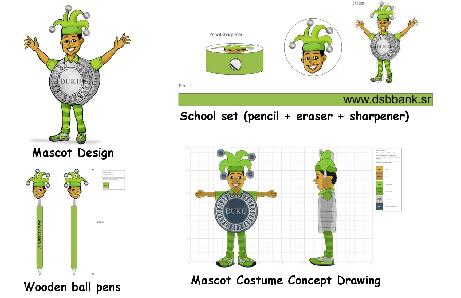 Productietekening mascotte kostuum