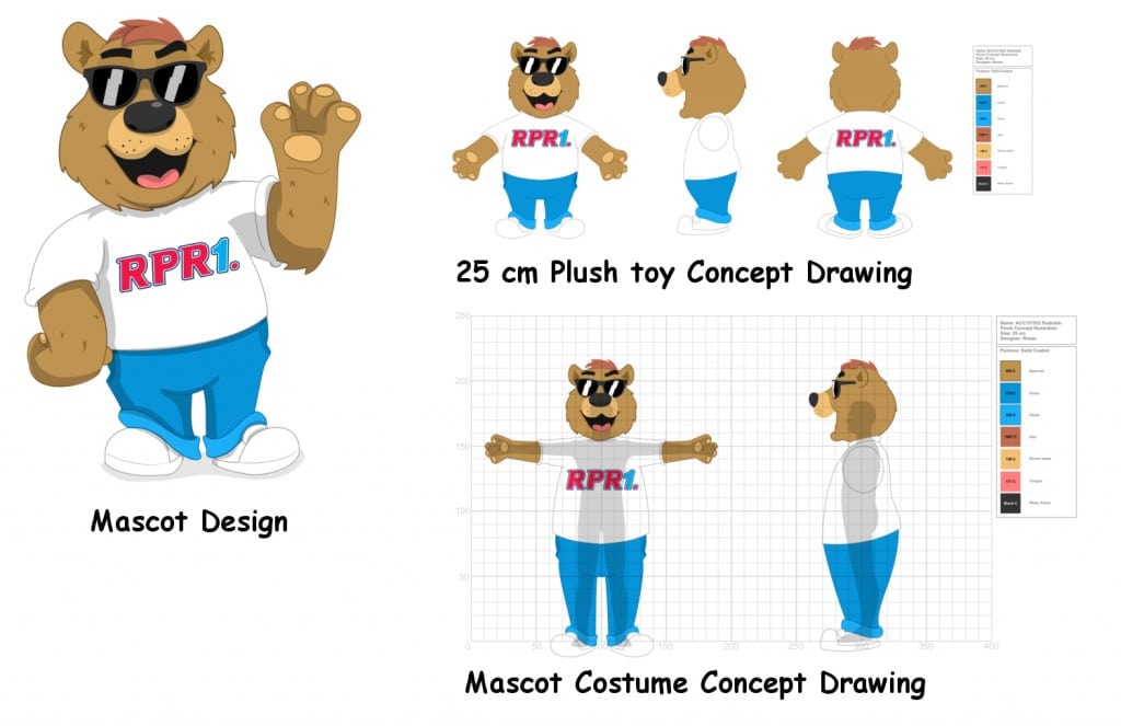 Radio Bear FREE Concept Drawings Mascot and Plush toy