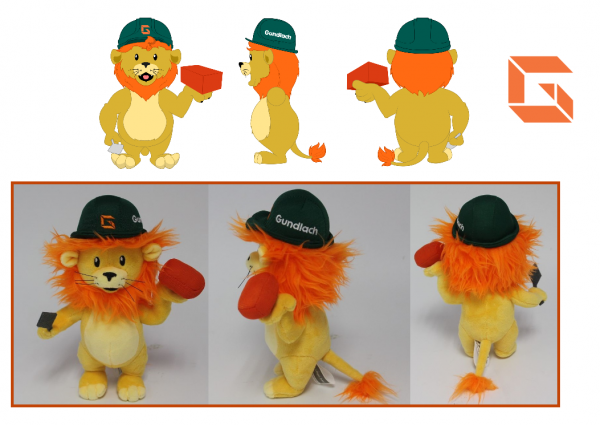 Gudlach Lion Plush Toy Productietekening en eindresultaat knuffels op maat