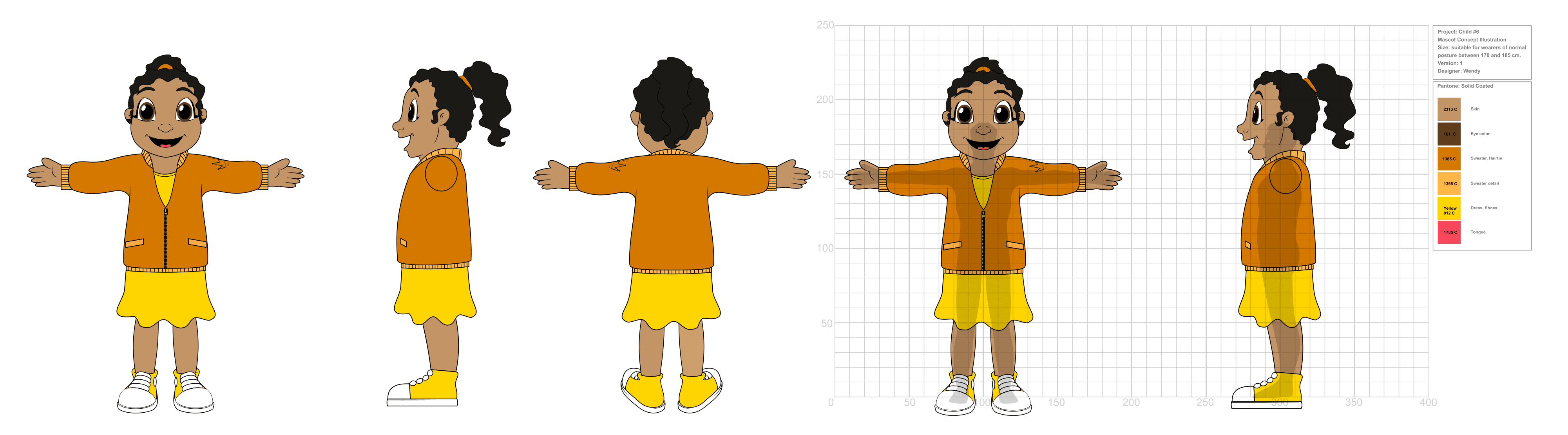 VIVE Church – Girl Mascot Productietekening van ontwerper Wendy