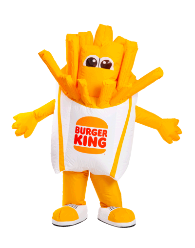 Burger-King-inflatable-mascot-costume Op maat gemaakte mascottes kunnen ook tot leven worden gebracht als opblaasbare kostuums. Ideaal voor beurzen en altijd mobiel