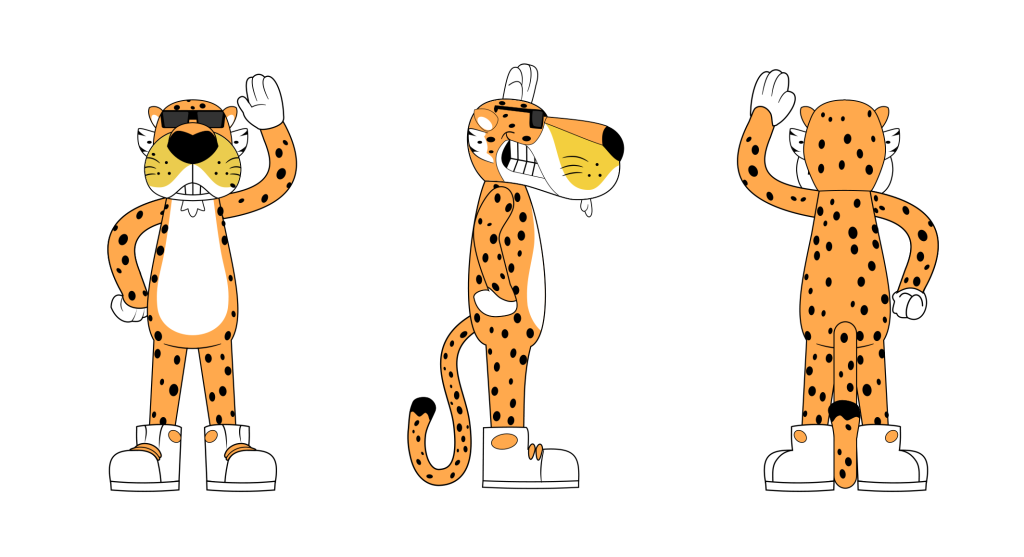 Custom-Chester-the-Cheetah-Inflatable-Artwork Productietekening voor een gigantische opblaasbare mascotte