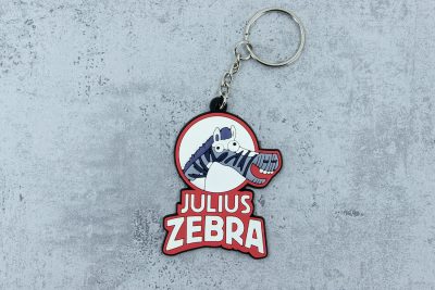 Logoschluesselanhaenger_Zebra_Maskottchen_PVC Custom sleutelhanger gebaseerd op een logo met zebra en merknaam