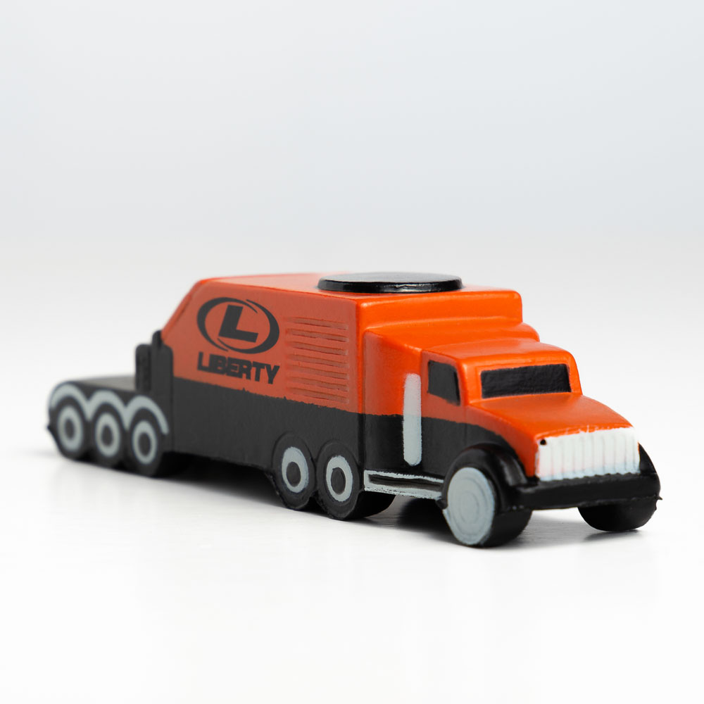 stressbal in de vorm van een lange truck