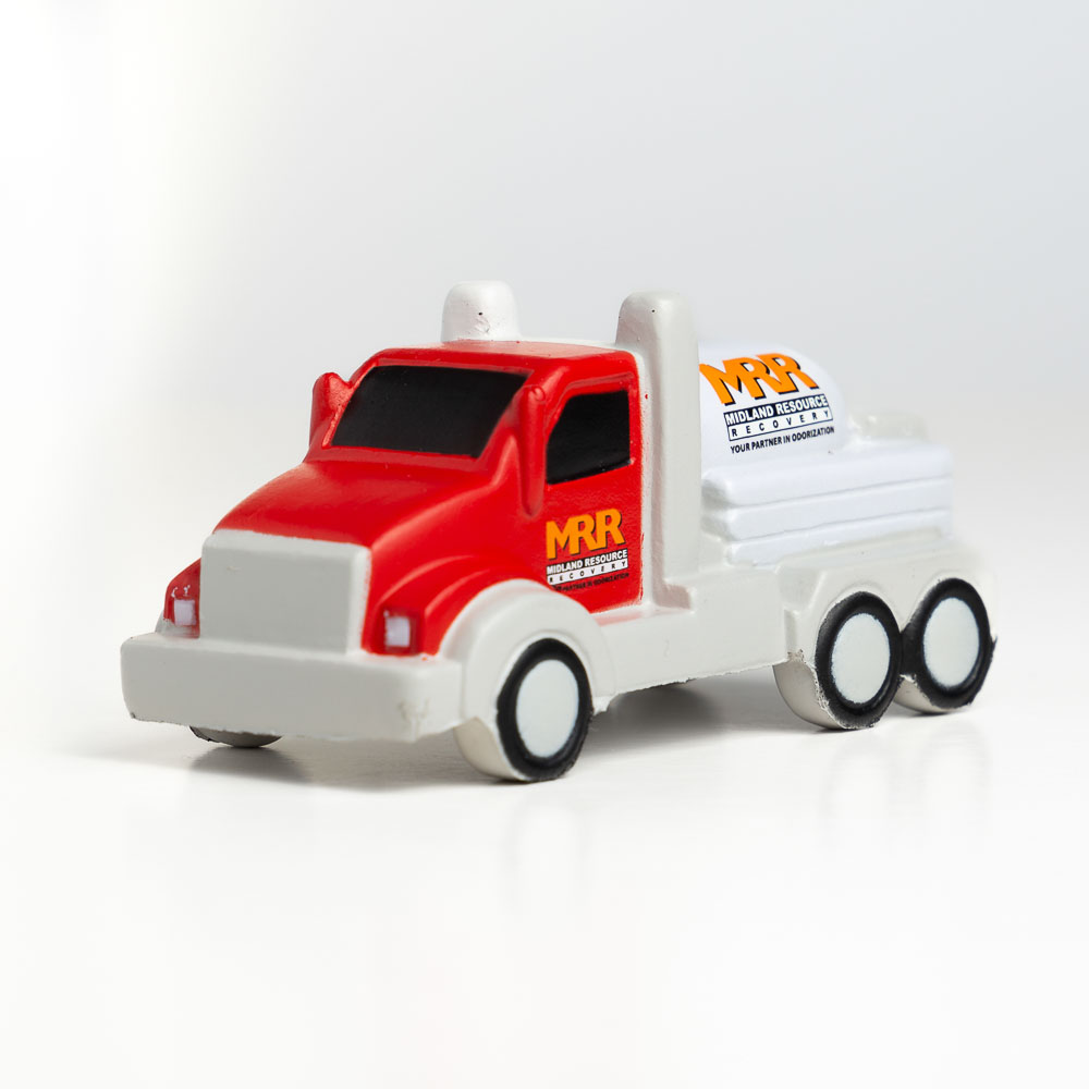 Op maat gemaakte stressbal in de vorm van een vrachtwagen