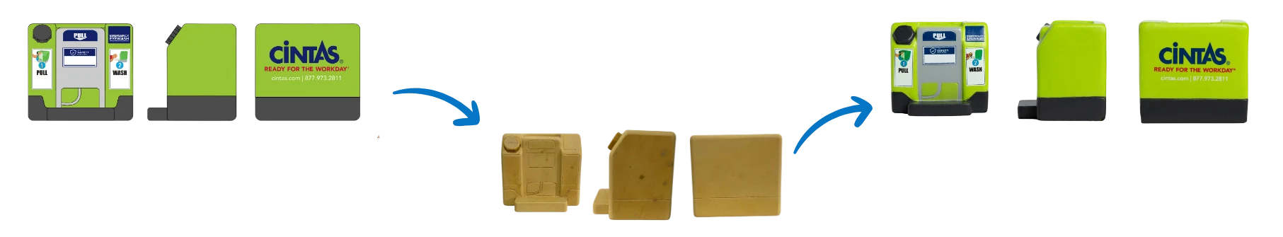 Prozess individuelle Anti-Stressbälle Illustration, clay mold and final stress ball of a lion mascot.