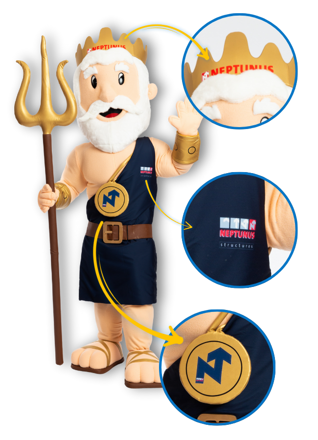 Premium mascotte met zichtbare maatwerkdetails (logo, handschoenen, enz.) Premium mascotte met zichtbare maatwerkdetails (logo, handschoenen, enz.)