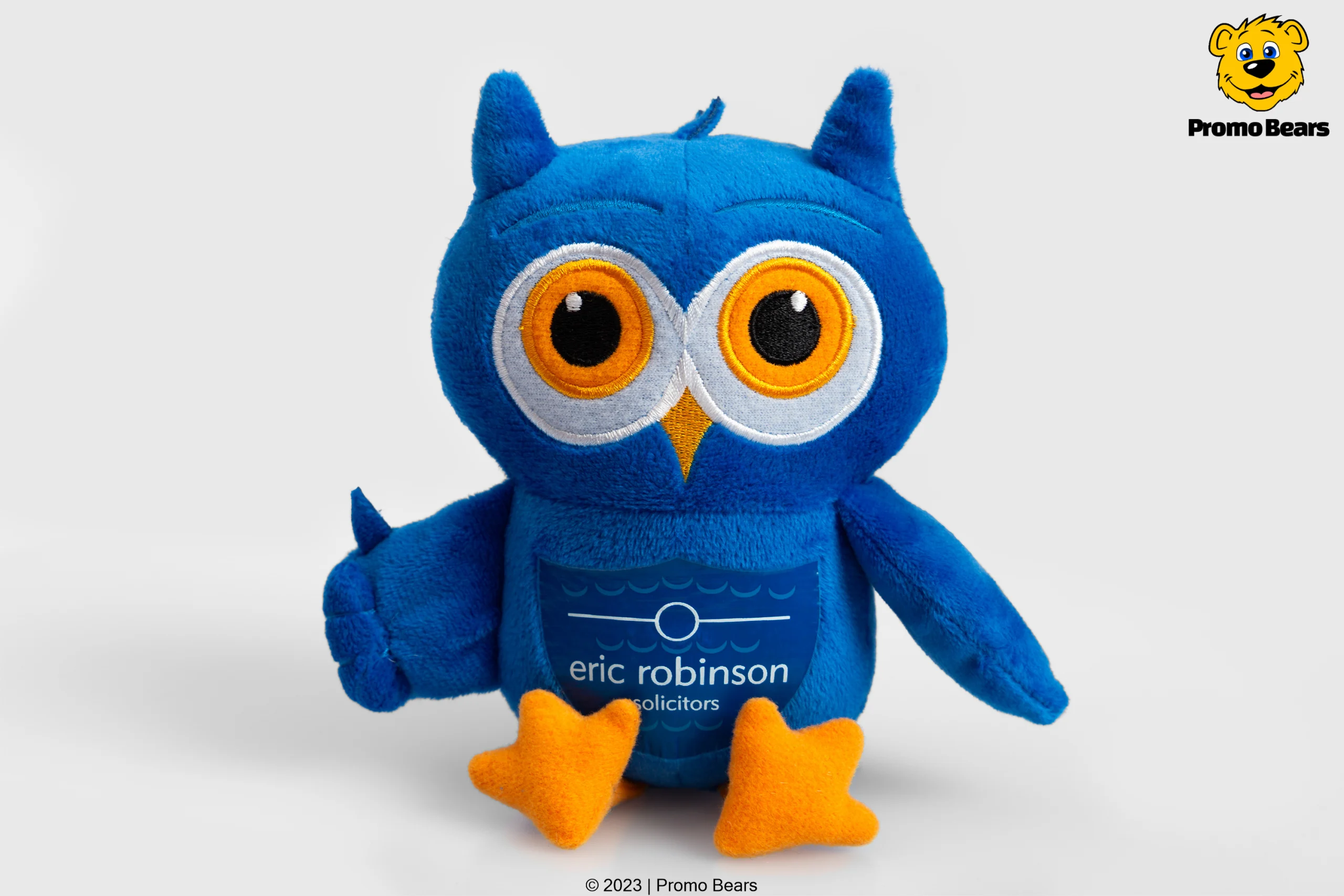 Owl_Plush_Blue_PromoBears gepersonaliseerde knuffels gemaakt door Promo Bears