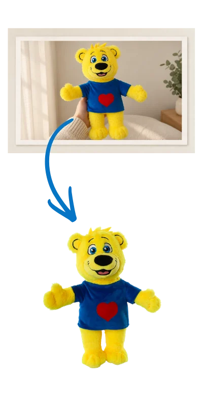 Knuffel van foto knuffel gebaseerd op een foto